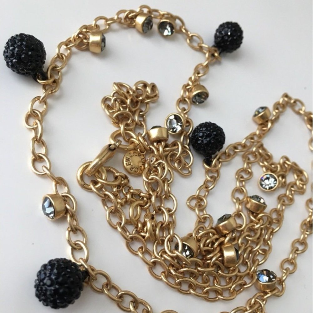 NWOT JCrew crystal and black pearl gold necklace
